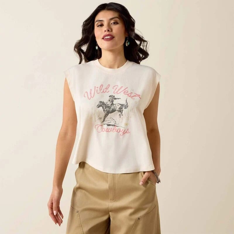 Wild West Women's Ariat Wild West Cropped Slvls Tshrt 10071110