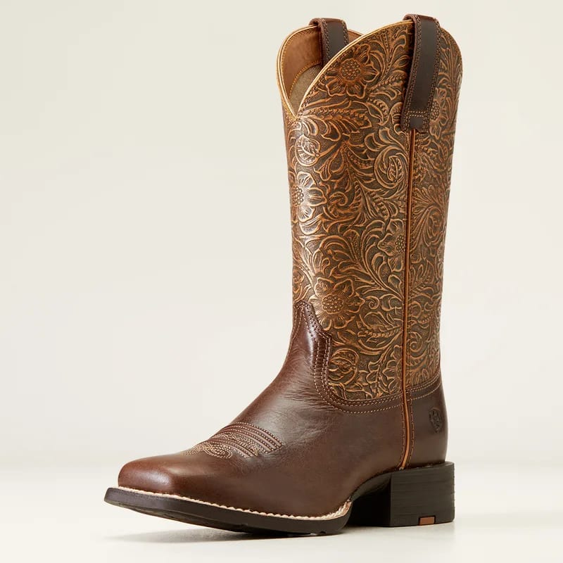 Ariat Ariat Women's Boot Round Up Wide Square Toe Arizona Brwn/Copper Flrl Emboss 10038420