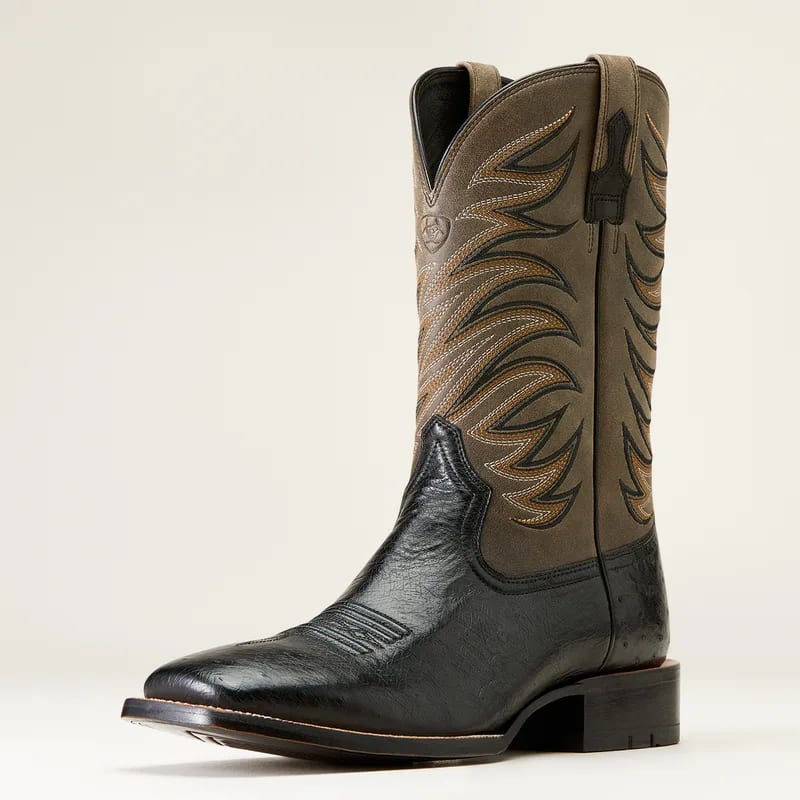 Ariat Ariat Men's Boot Badlands Jet Blk Smooth Quill Ostrch/ Smokey Grey 10046953
