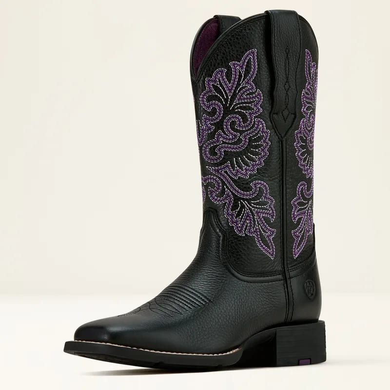 Ariat Ariat Women's Boot Round Up Wide Square Toe Stretchfit Blck Deertan 10061222