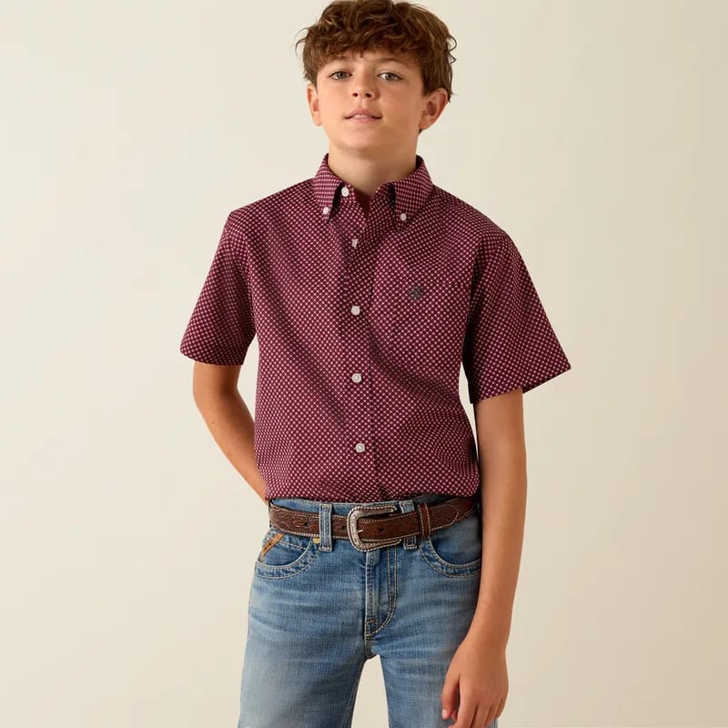 Ariat Ariat Kid’s Pippin SS Shrt Maroon Banner Geo Print 10071675